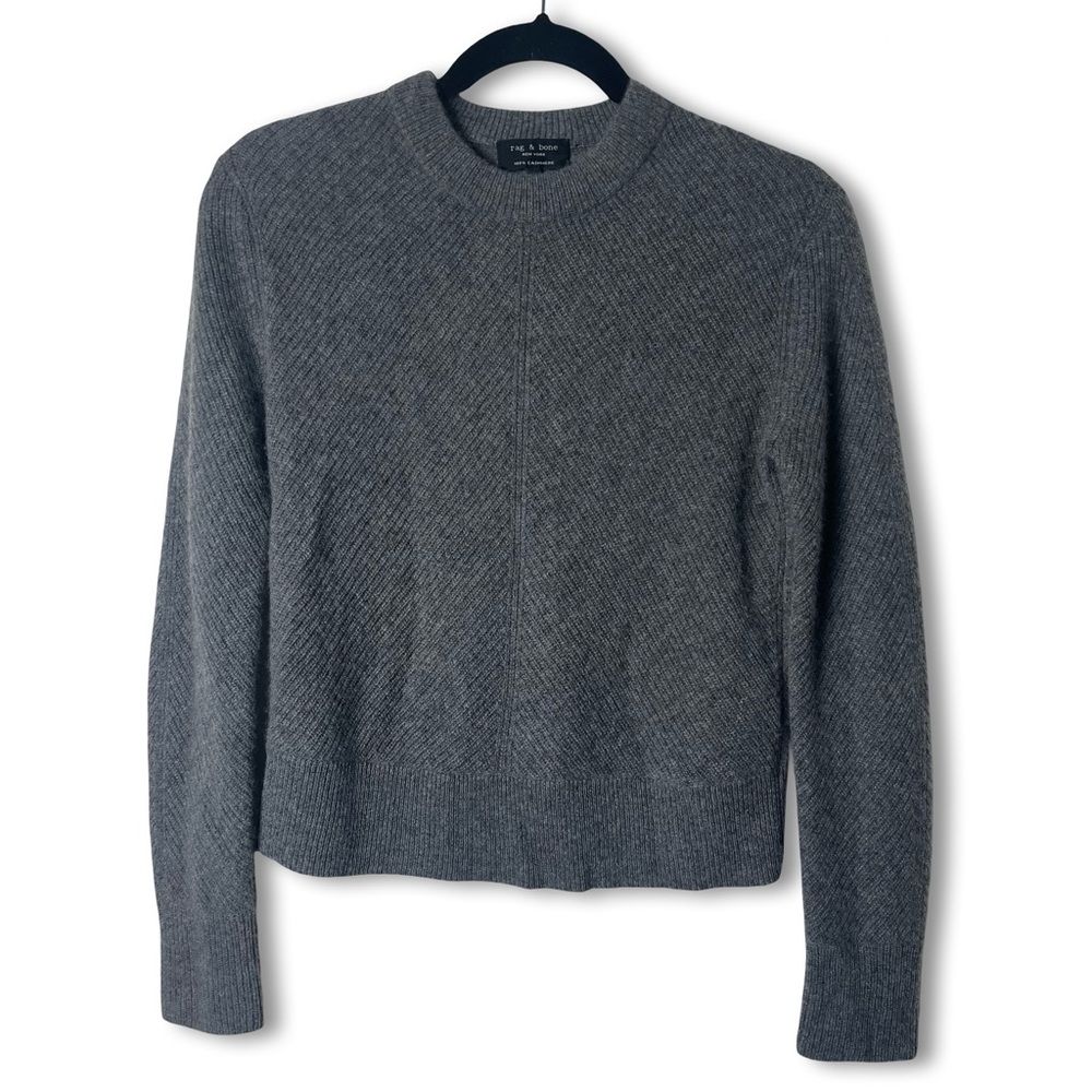 Rag & Bone Women’s 100% Cashmere Ribbed Crewneck Sweater Gray Sz XXS